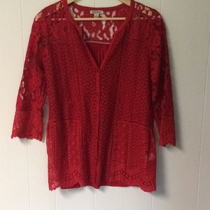 Lucky Brand Red Lace top